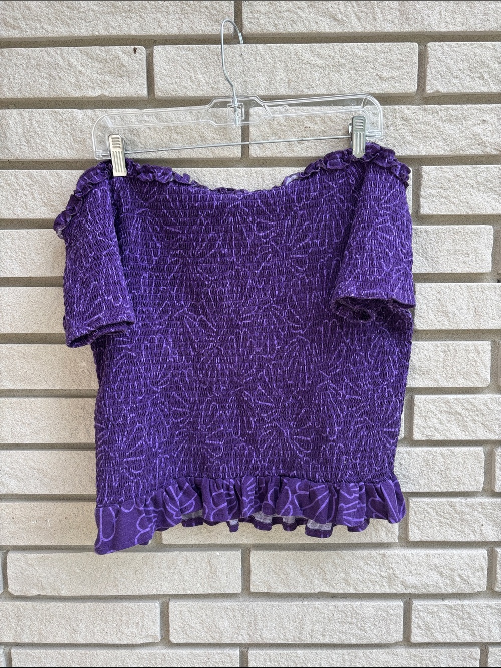 Her Universe Purple Off-Shoulder Floral Knit Top - Picture 9 of 9